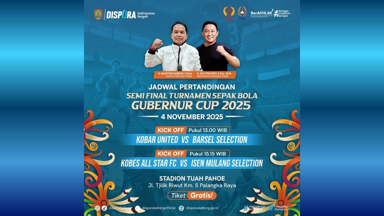 SEMI FINAL TURNAMEN SEPAK BOLAGUBERNUR CUP 2025 Stadion Olahraga Tuah Pahoe Palangka Raya