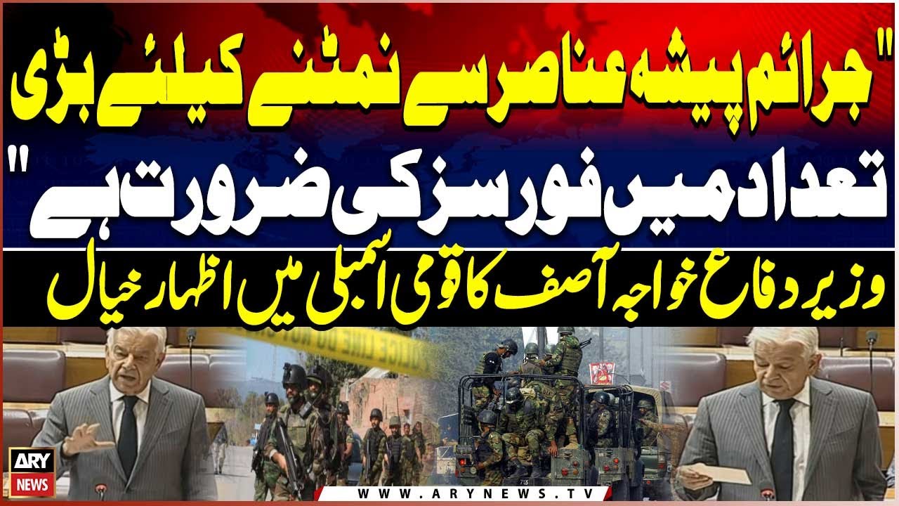 Large Number of Forces Needed to Tackle Criminal Elements, says Khawaja Asif in National Assembly