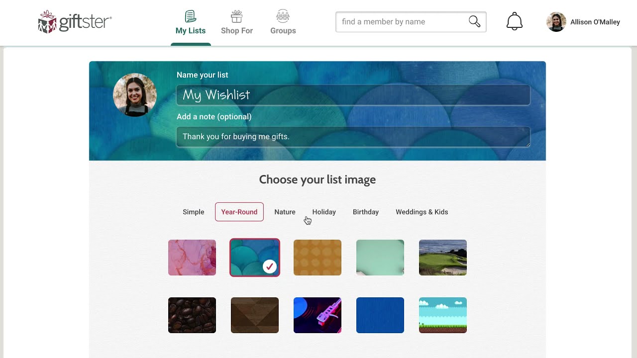 Personalize your online wish list