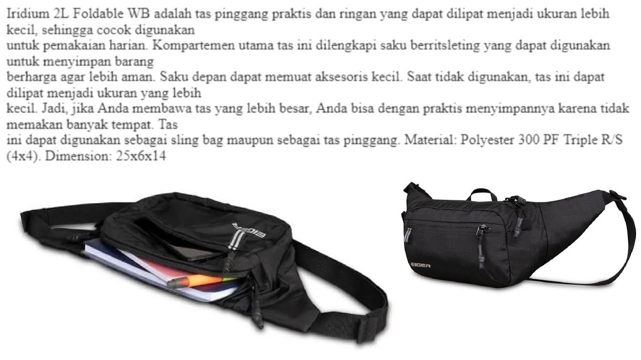 🟢 EIGER IRIDIUM 2L FOLDABLE WB TECHNICAL WAIST BAG || 910004992 || TAS EIGER VERSI 2024