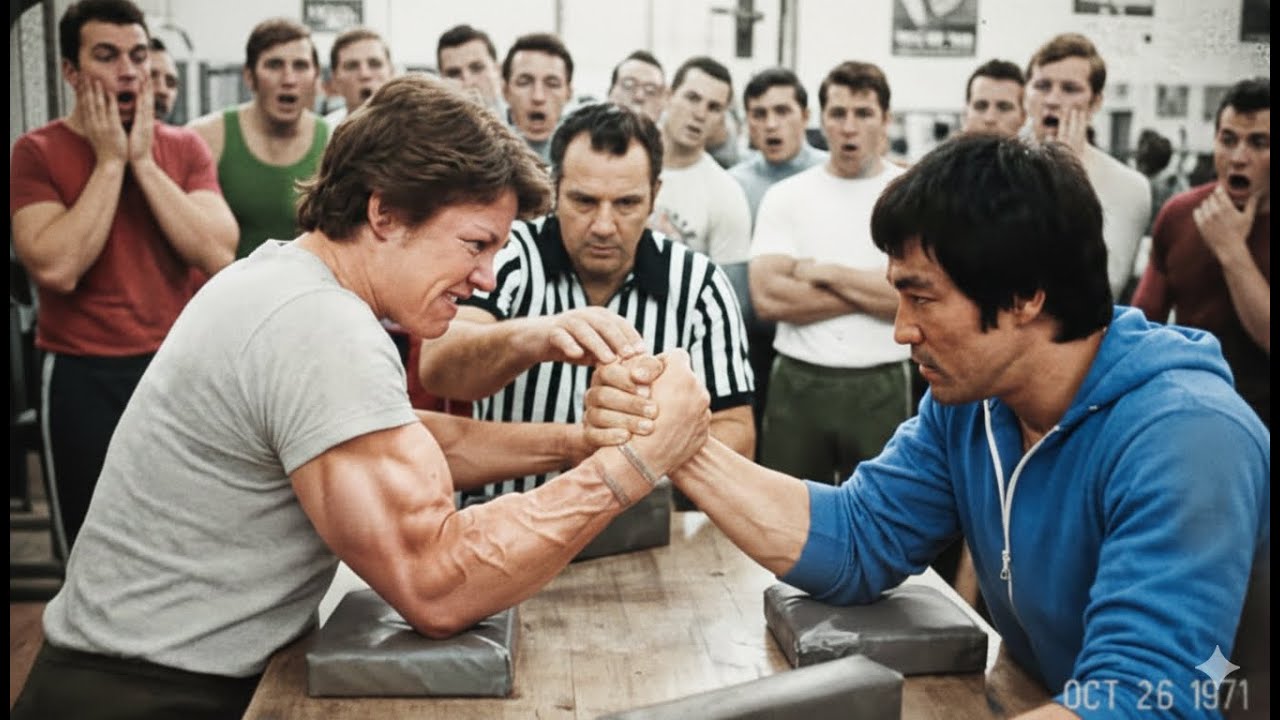 Bruce Lee Arm Wrestled Female World Champion Broke Table 1971 — 260 Pound Woman Pure Power