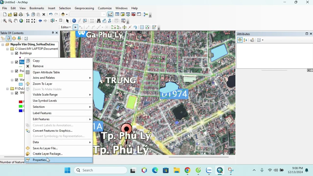 Bài thực hành cơ sở dữ liệu GIS TP Phủ Lý - Nguyễn Văn Dũng