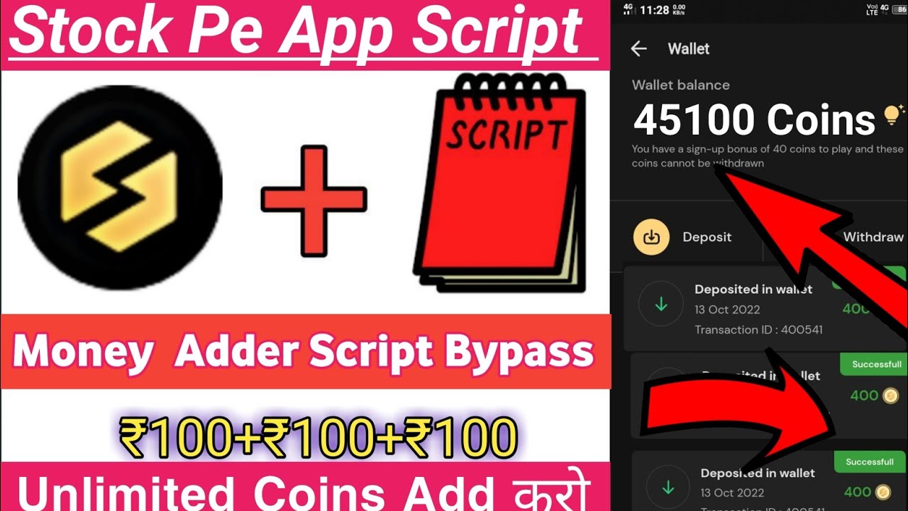Stock Pe App Coin Adder Script | Stock Pe Refer Script | Stock Pe App Unlimited Coins Adder Script|