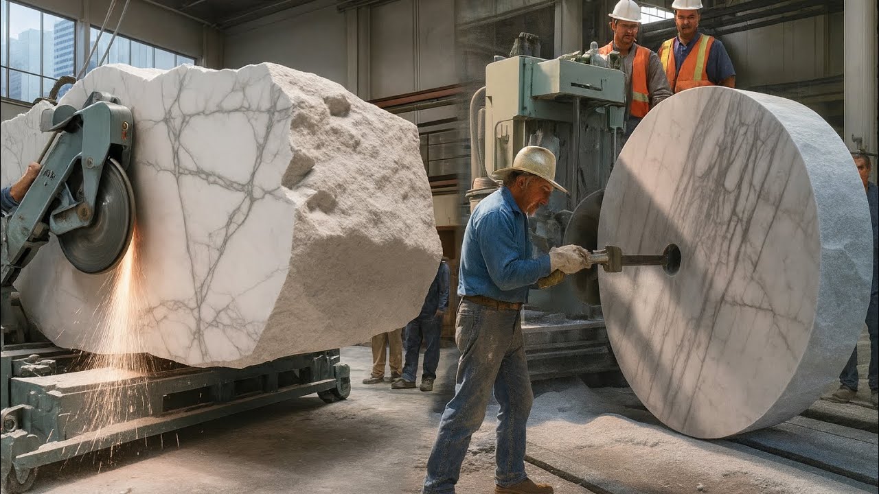 🔥 Incredible Giant Stone Cutting Process | Amazing Marble Factory in Pakistan