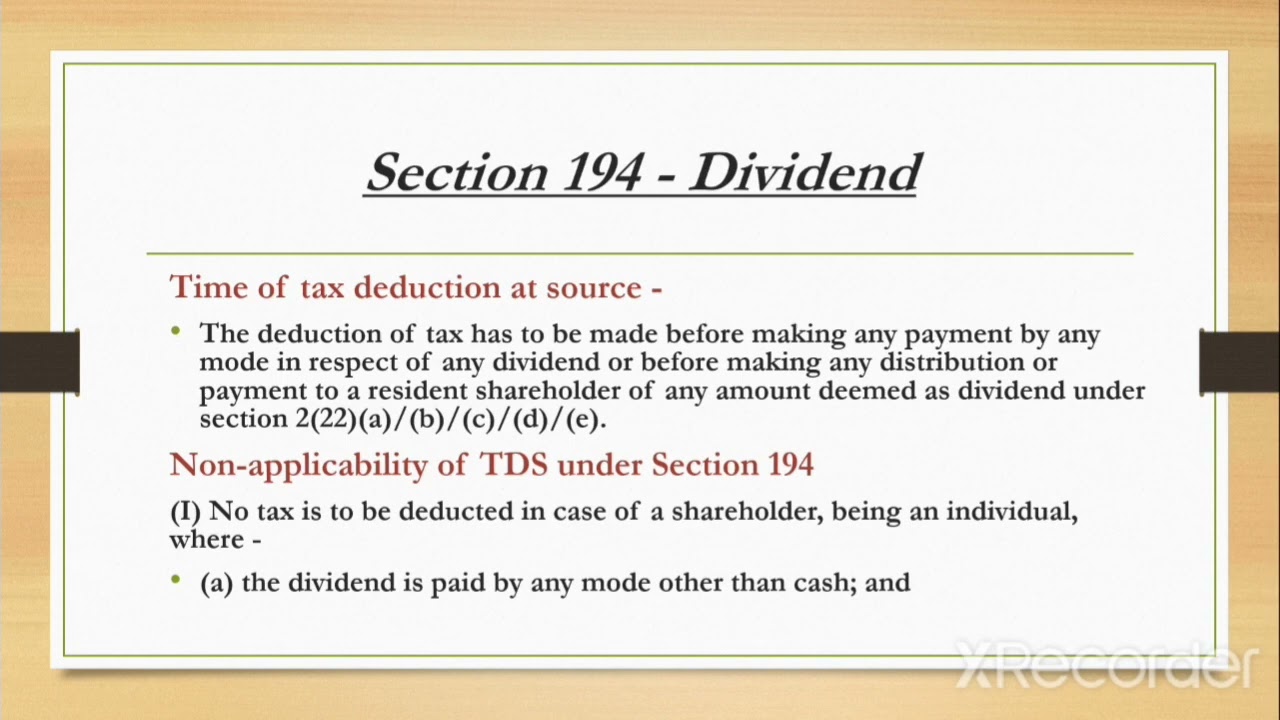 TDS (Section 194 - Dividend)