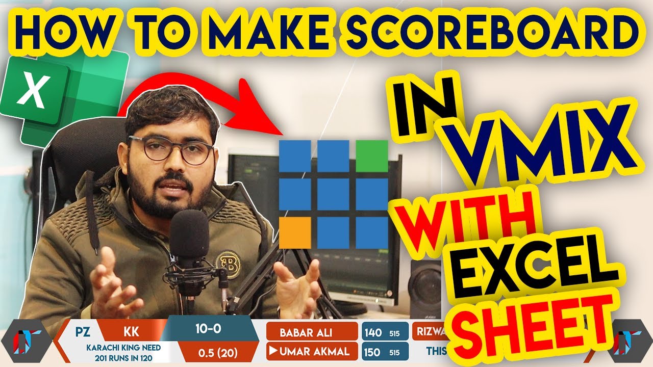 How to Make Scoreboard In Vmix With Excel | How To Add live cricket score | Free cricket scoreboard
