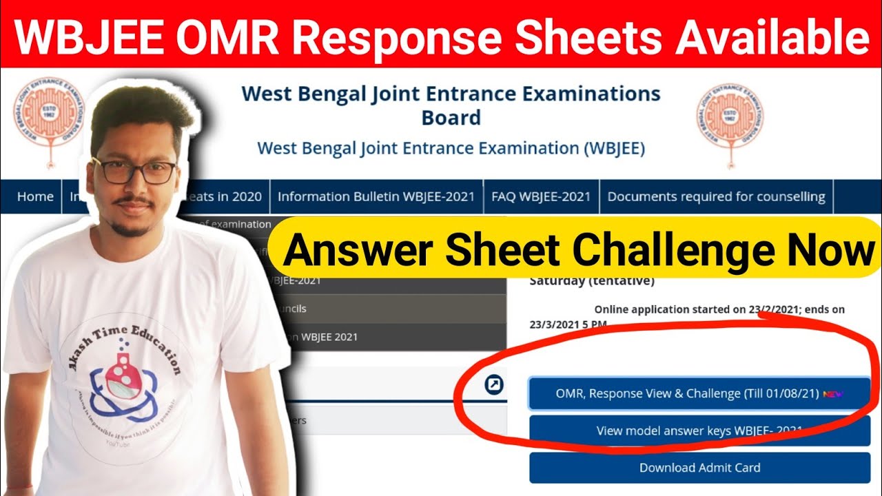 WBJEE 2021 OMR Response Sheets Are Now Available | Challenge Answer Keys Now | WBJEE Latest News