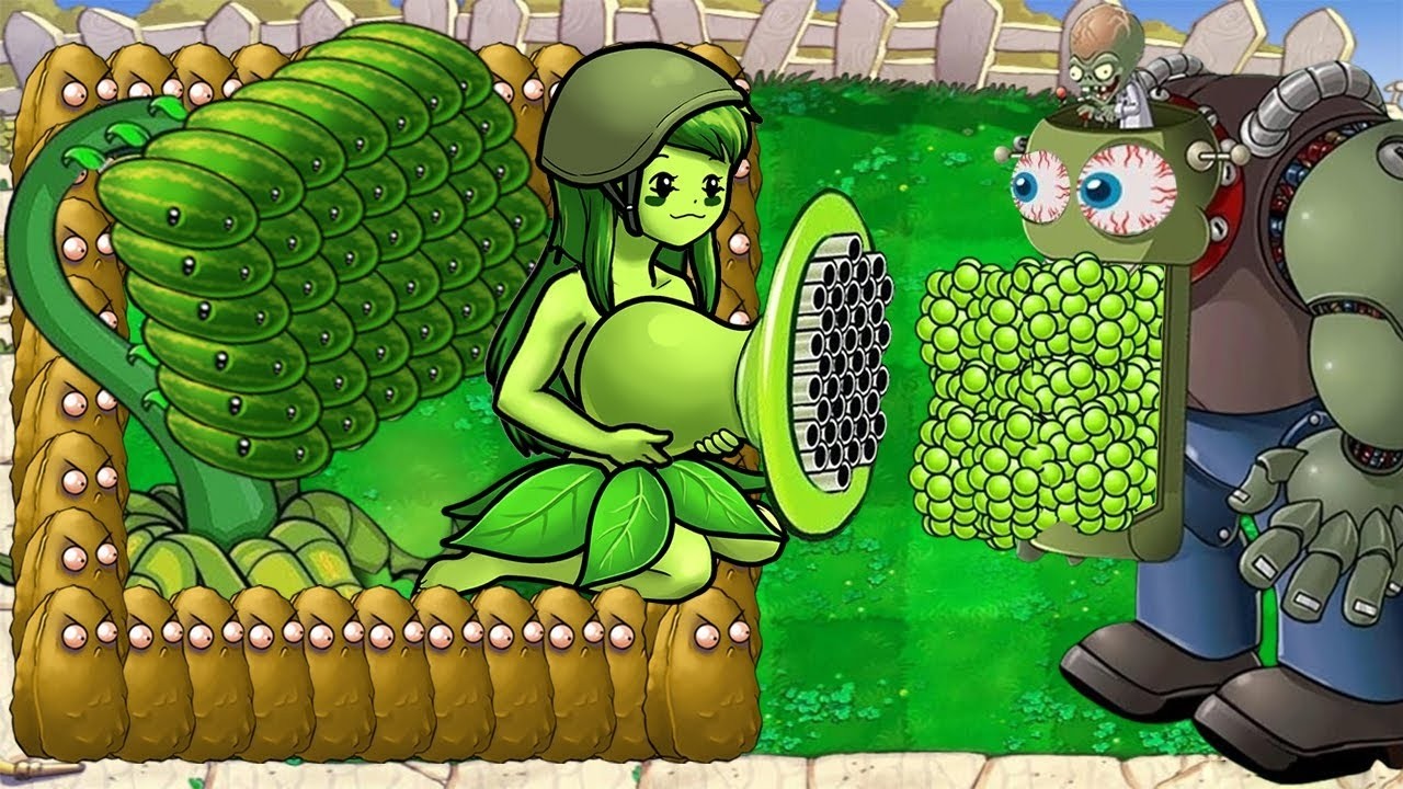 Girl Gatling Pea vs Melon Pult vs Giga Gargantuar vs Dr Zomboss - Plants vs Zombies Hack