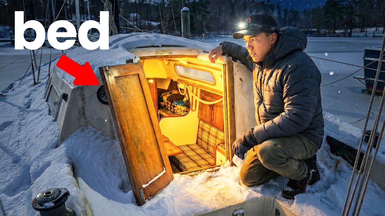 24 hours sleeping in an ABANDONED boat during a blizzard