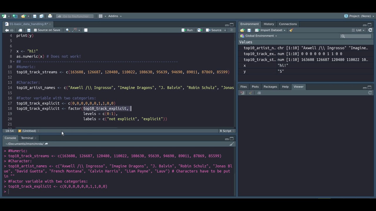 R-basics - assigning variables & data types