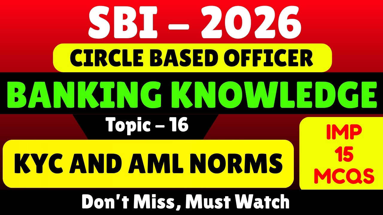 KYC and AML Norms MCQS | SBI CBO 2026 Banking Awareness pdf Notes | SBI CBO 2026 PDF Notes | SBI CBO