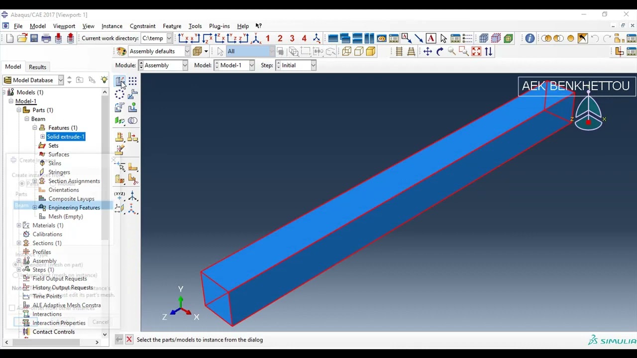 How to apply gravity load in Abaqus 2017