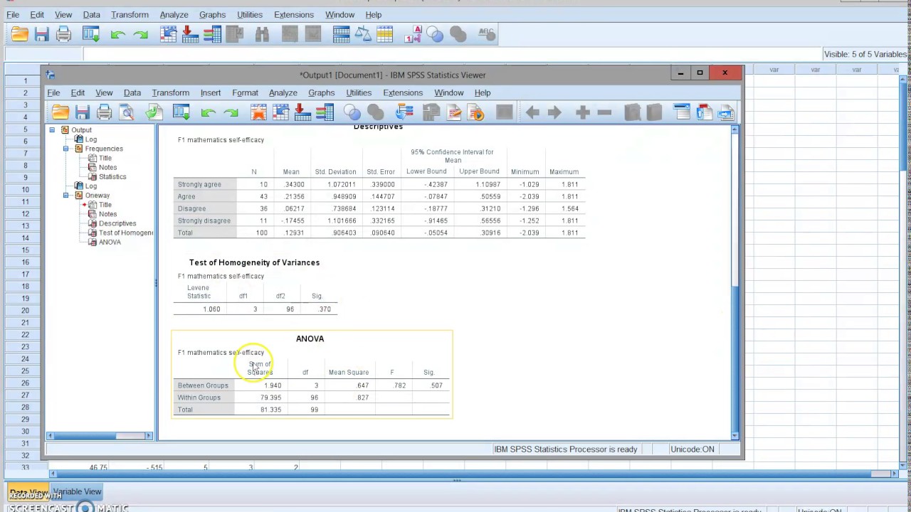 One way ANOVA with Bootstrapping in SPSS