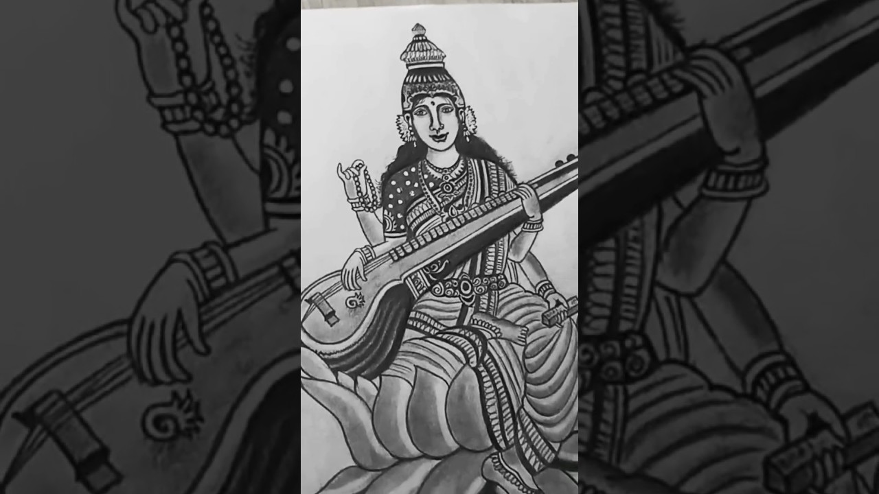 📖🙏maa saraswati complete sketch work....