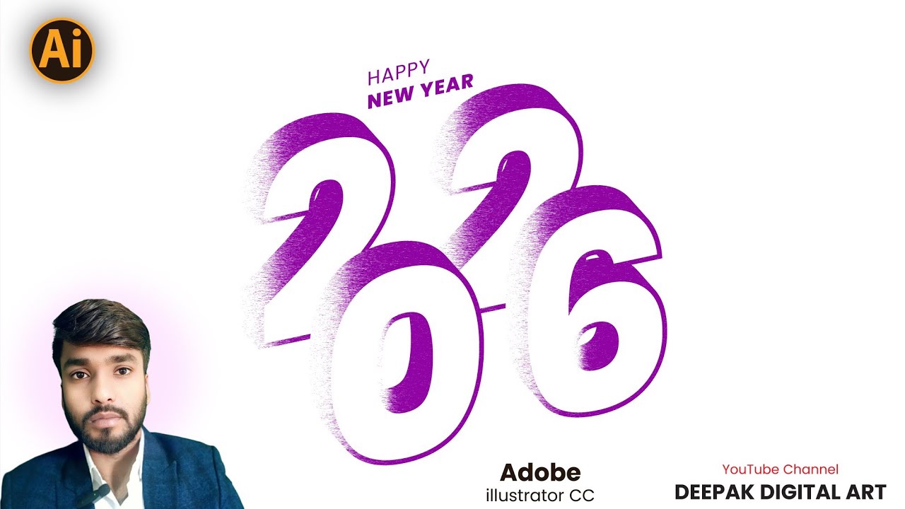 Typography New Year Design in Illustrator | Modern Text Effect Tutorial (Hindi)