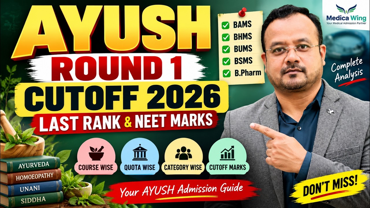 AYUSH Counselling 2026 Round 1 Cutoff | BAMS BHMS BUMS BSMS Last Rank & NEET Marks