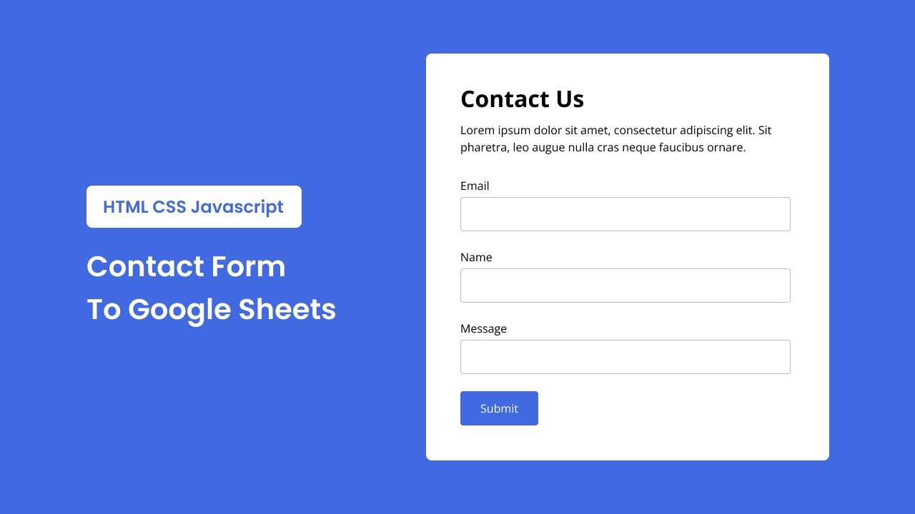 Contact Form To Google Sheets - HTML CSS Javascript