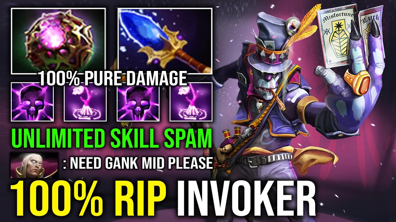 How to 100% Delete Invoker From Mid with Unlimited Bounce Death Ward Witch Doctor Dota 2