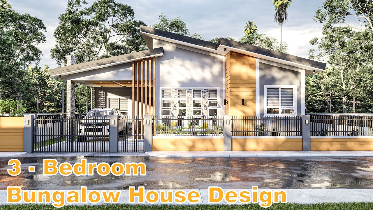 3 - Bedroom Bungalow House Design with floor plan