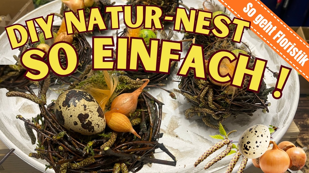 Bastle s&uuml;&szlig;e Osternester aus Birkenzweigen! Einfache DIY-Deko f&uuml;r Fr&uuml;hling & Ostertisch. 🐣🌿