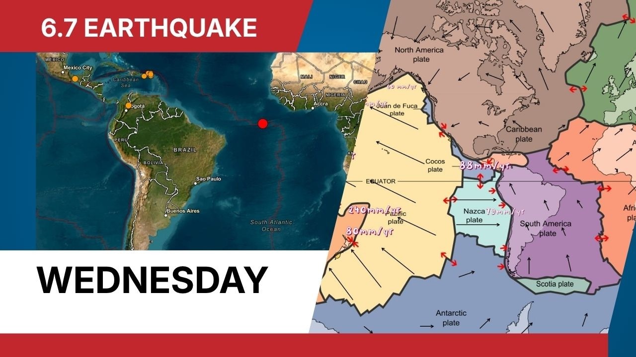 6.7 Earthquake Central Mid Atlantic Ridge. Wednesday