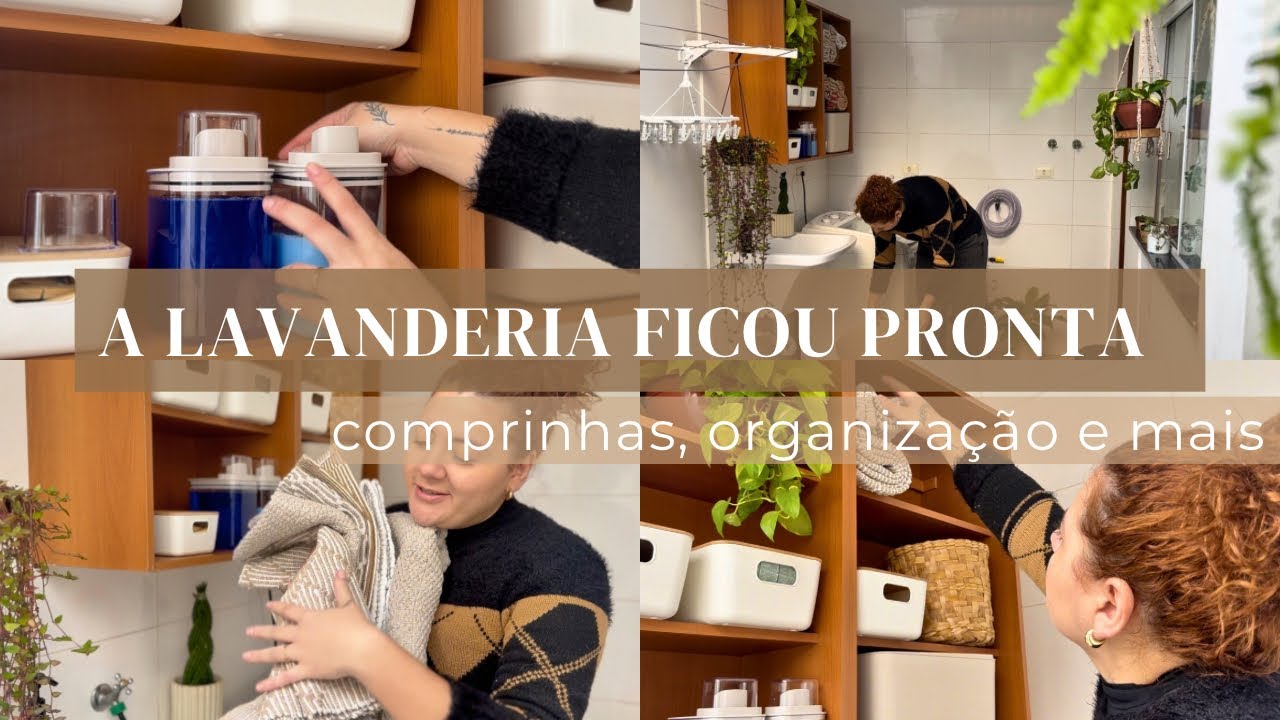 A LAVANDERIA FICOU PRONTA 🧺✨(melhor do que imaginei) Transformação com pouco,comprinhas e decoração