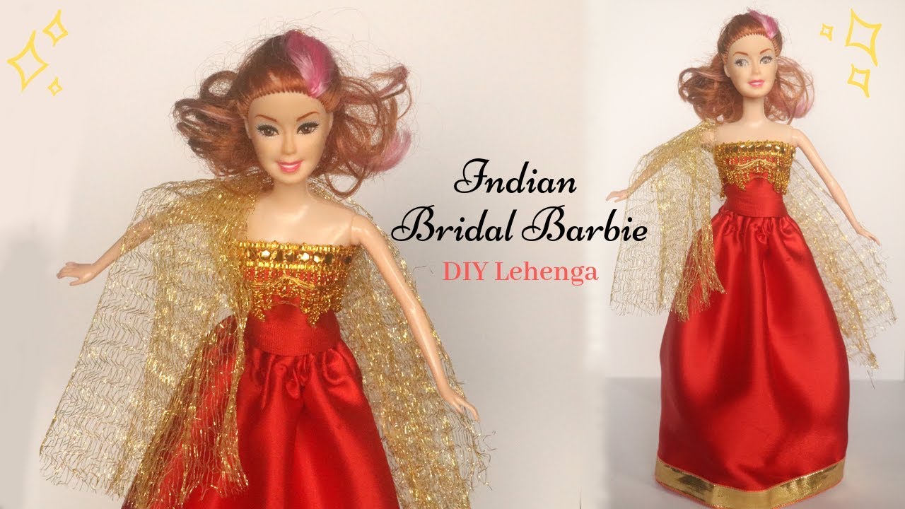 Indian Bridal Barbie Doll DIY Lehenga | DIY Barbie Dress | Doll Clothes Making