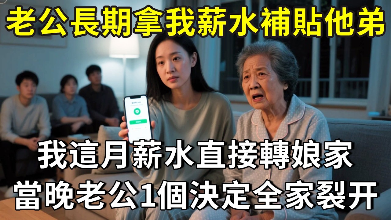 老公長期拿我薪水補貼他弟弟，我不吵不鬧，這月薪水直接轉娘家，當晚老公宣布1個決定，讓全家僵住，婆婆表情裂開！#小說 #人生感悟 #故事分享 #故事頻道 #情感故事 #情感