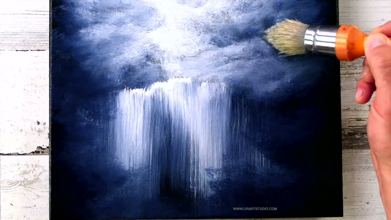 BLACK & WHITE LANDSCAPE ART | EASY PAINTING for BEGINNERS | WATERFALL