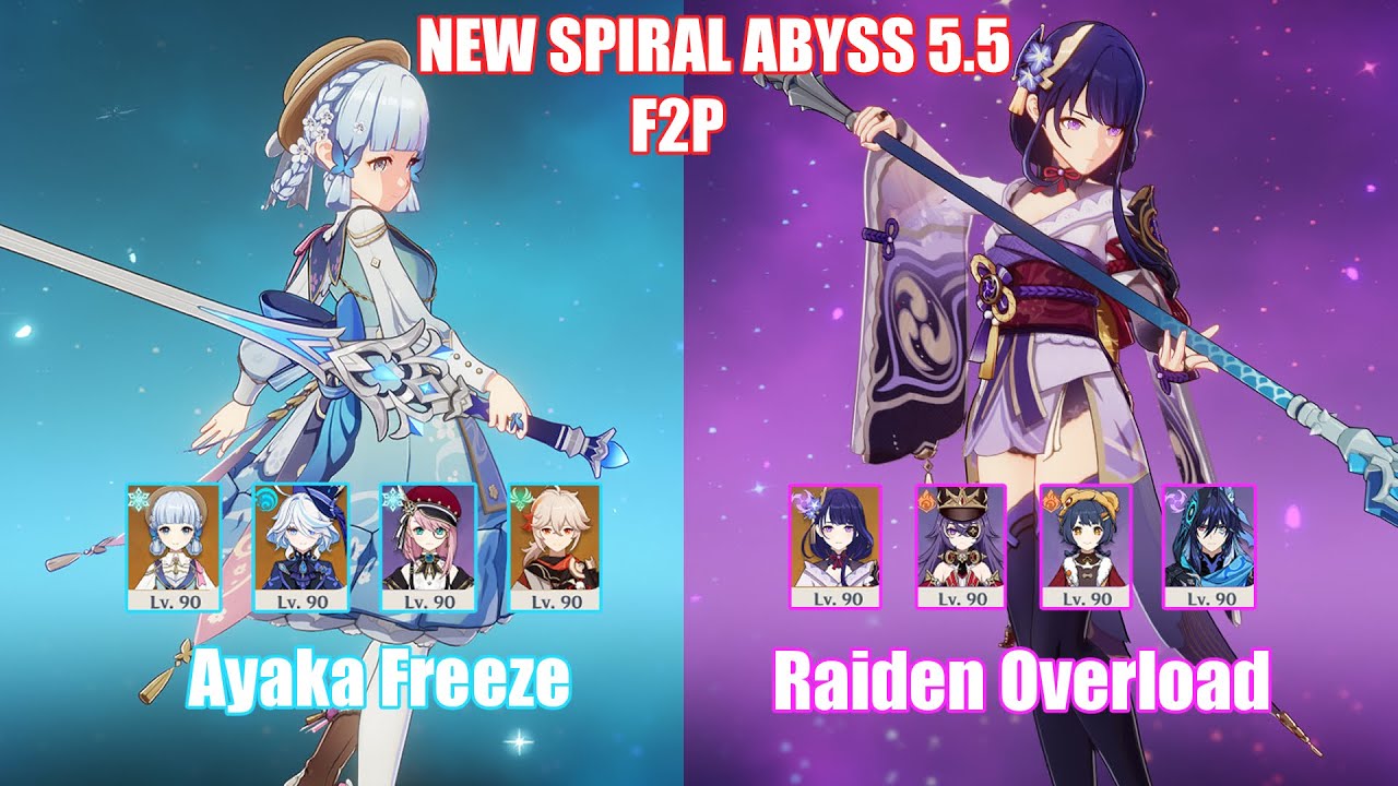 F2P C0 Ayaka Freeze & C0 Raiden Overload | Spiral Abyss 5.5 | Genshin Impact