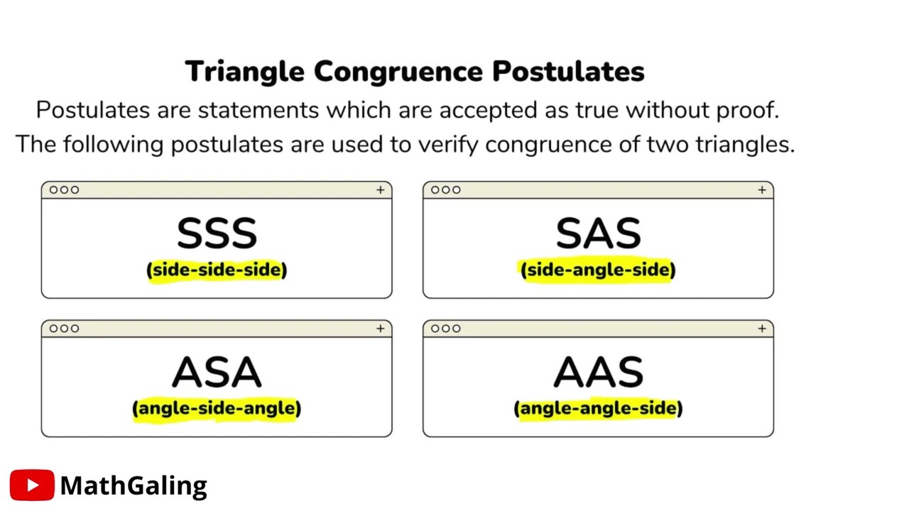[TAGALOG] Triangle Congruence Postulates How to Tell if Triangles are Congruent Geometry Tagalog
