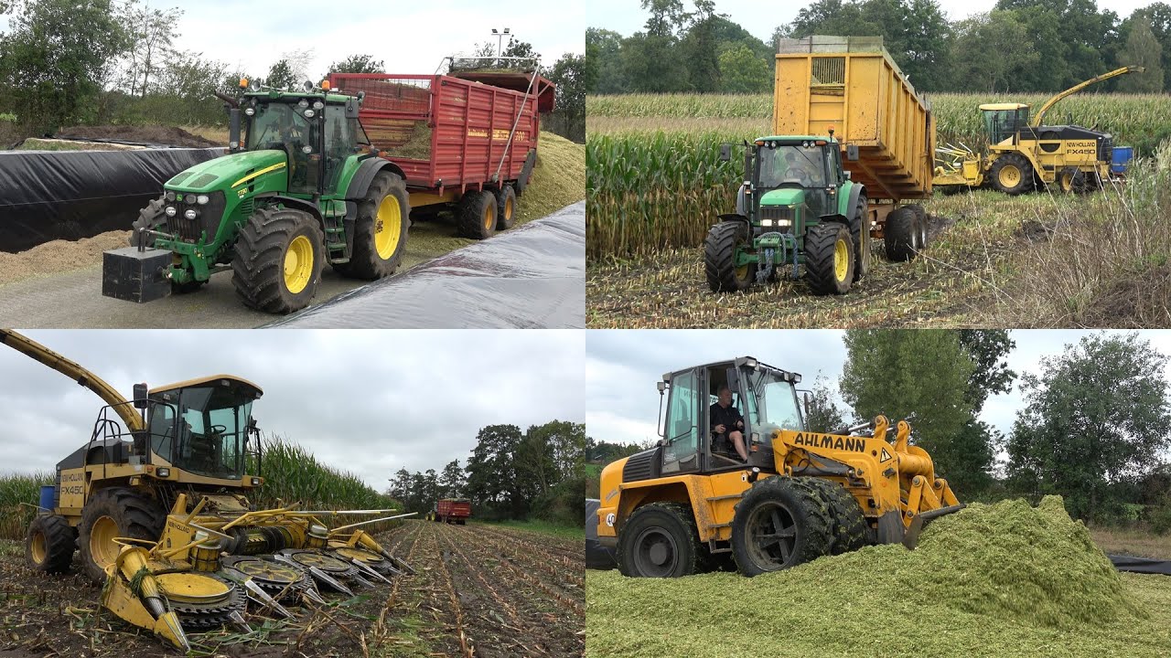 Een dag mais hakselen in Hallerhoek door Mts Kroese met hun New Holland FX450 en John Deere's (2025)