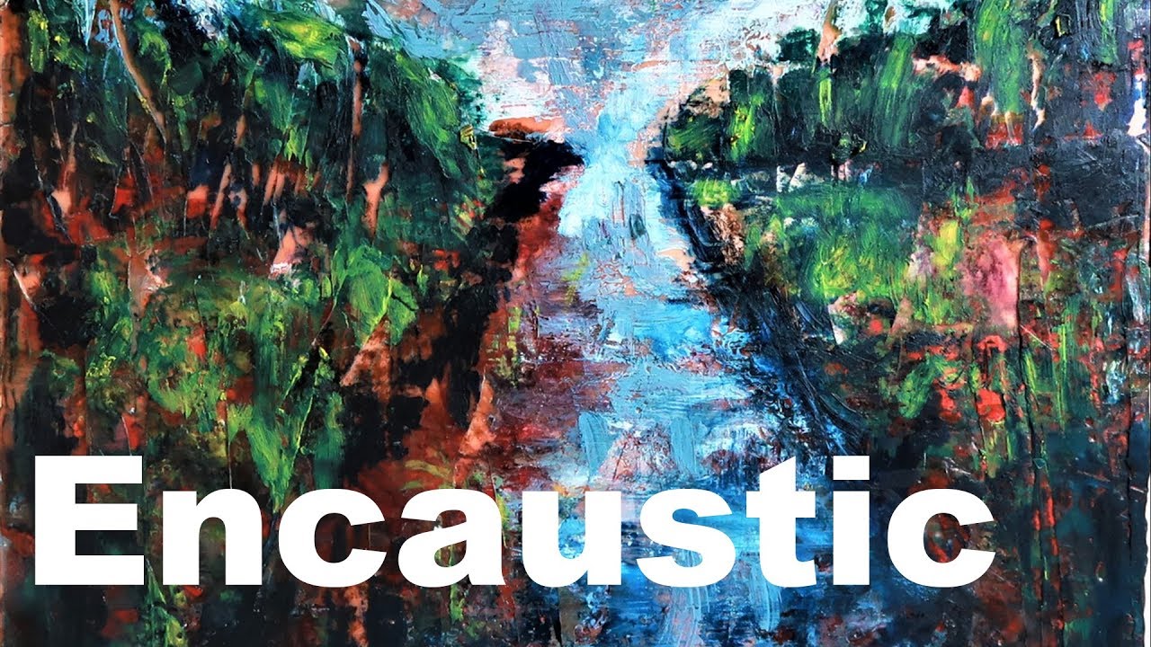 painting a landscape in encaustic and oil sticks