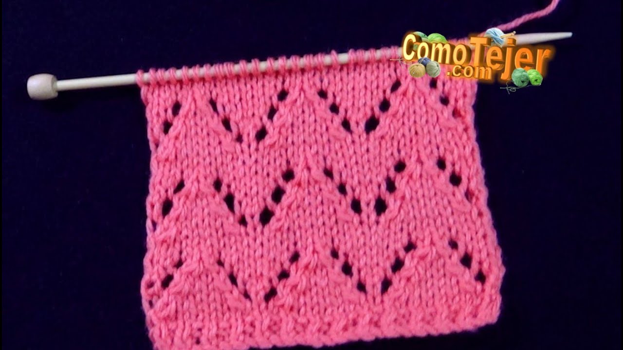 Cómo Tejer Punto Fácil Zig Zag Encaje. Easy Knitting Stitch Pattern 2 agujas, palillos, tricot (988)