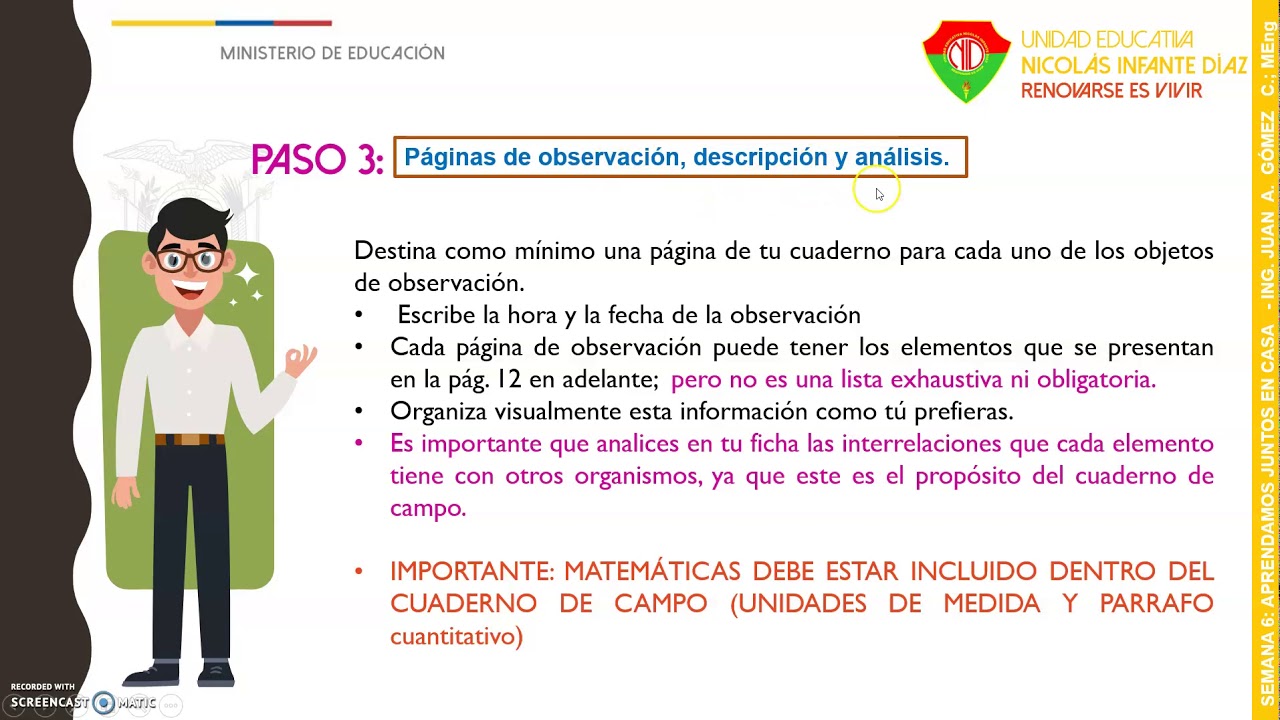 EXPLICACION DEL CUADERNO DE CAMPO