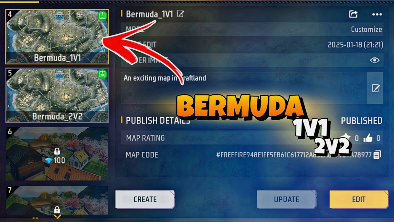 Make 1V1, 2V2 Bermuda Mode in Craftland | Freefire SacSo