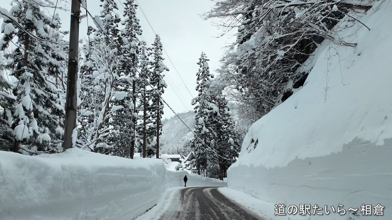 五箇山の雪道 道の駅たいら～相倉合掌造り集落 2025.2.11 / 富山県南砺市 国道156号