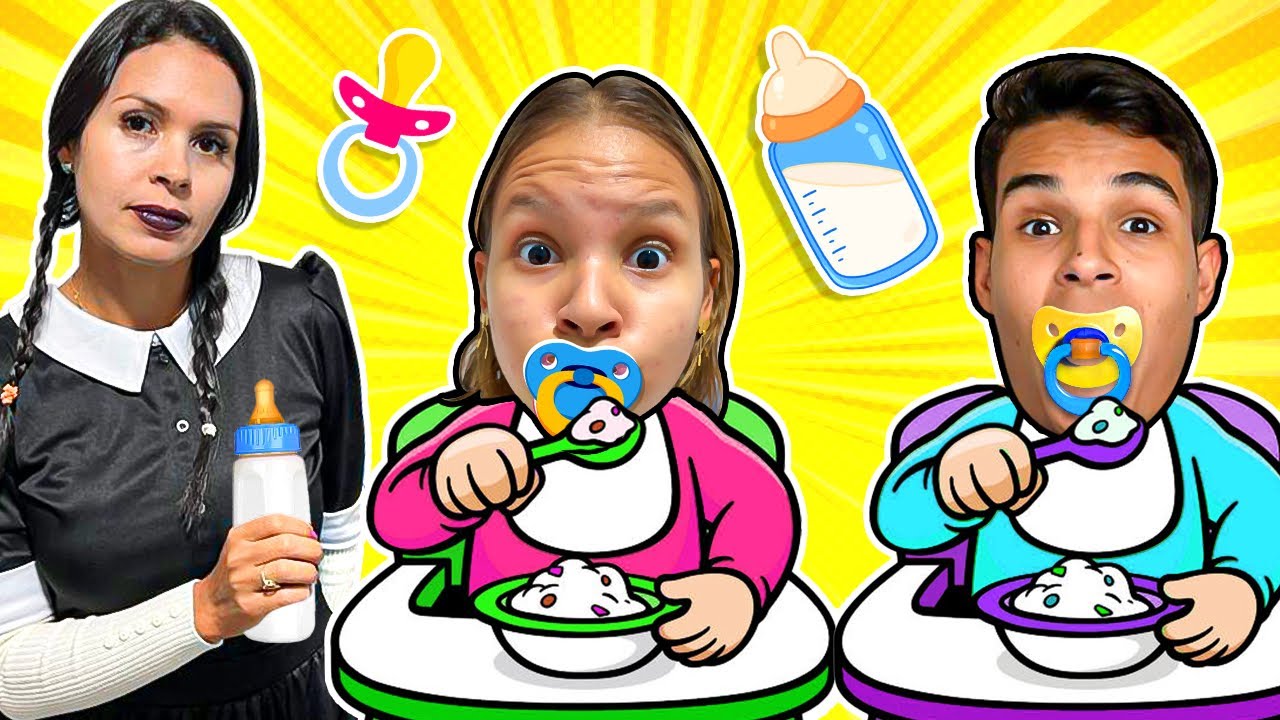 Gatinha das Artes e mamãe brincam de Babá por um dia | Carol Funny video for kids