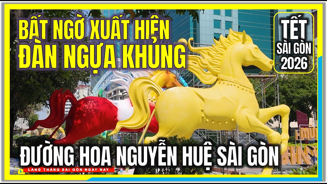 BẤT NGỜ ! XUẤT HIỆN ĐÀN NGỰA KHỦNG SẮC MÀU LỘ DIỆN ĐƯỜNG HOA NGUYỄN HUỆ TRUNG TÂM SÀI GÒN TẾT 2026