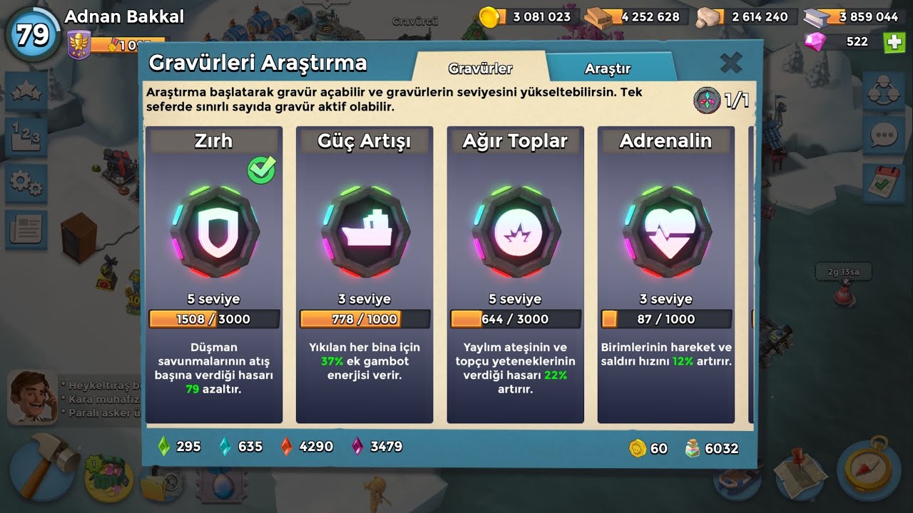 Gravürcü Zırh, Derin Kesik Operasyon, Javanaise,  Kimera, Tapir,  Axiom, Hile Sıkı Boom Beach Türkçe