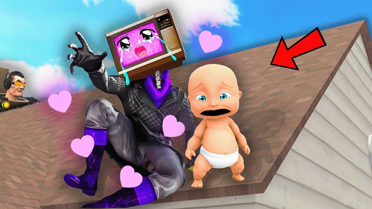 Baby STUCK on Roof with Titan TV WOMAN!
