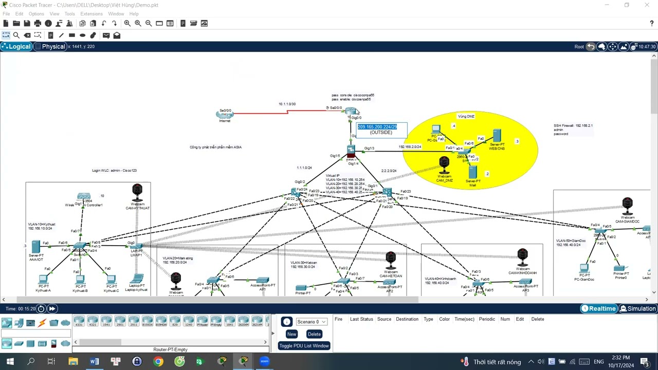 Demo thiết kế mạng cho công ty phần mềm ASIA | Cisco Packet Tracer