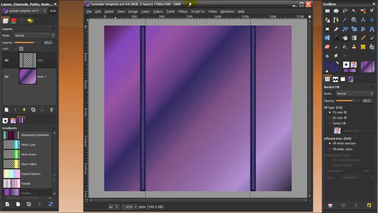 Make a YouTube 2.0 channel background in GIMP - tutorial