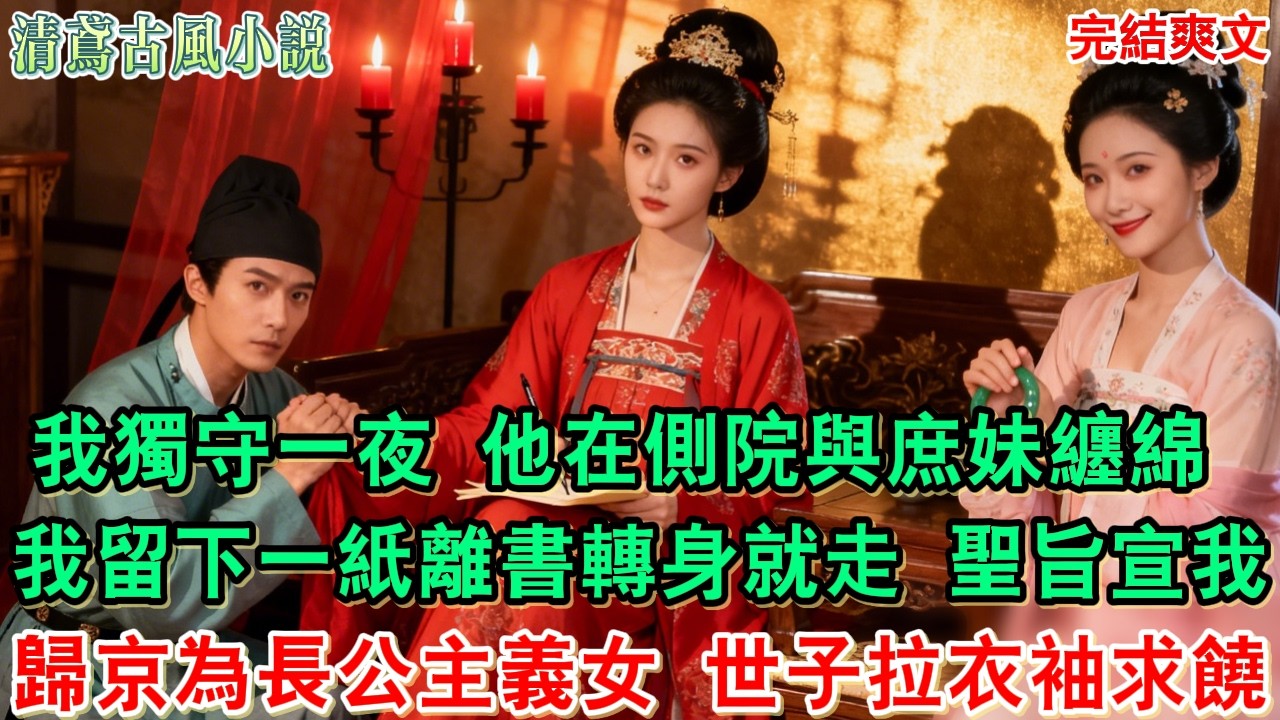 【完結爽文】世子同娶庶妹為妾，我獨守紅燭一夜，他在側院與庶妹纏綿。」我留下一紙離書轉身就走，聖旨宣我歸京為長公主義女，世子拉著我的衣袖求饒#小說#追妻火葬場#愛情#古言小說#逆袭#爽文完結#大女主