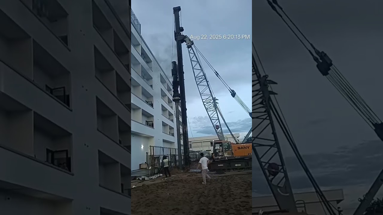 What Happens When This Giant Machine Hits the Ground? |Diesel Hammer Driving Spun Pile