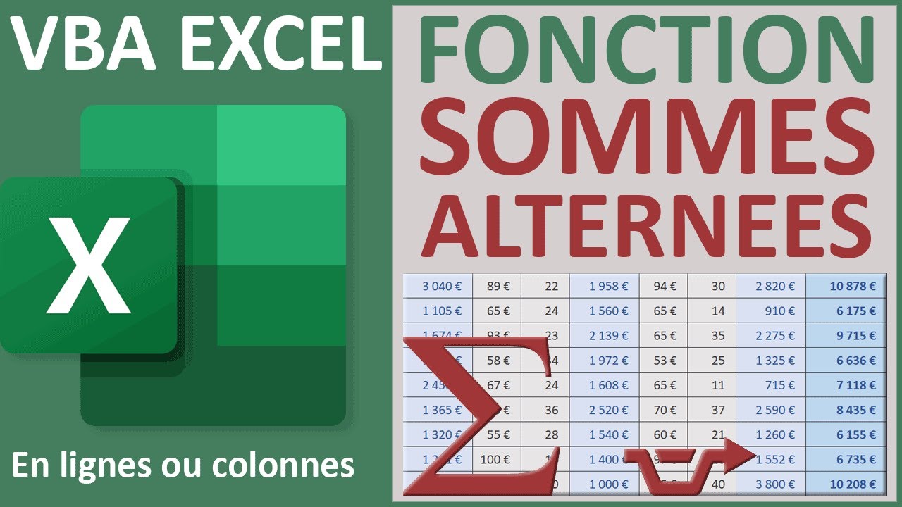 Sommes altern&eacute;es avec une fonction VBA Excel