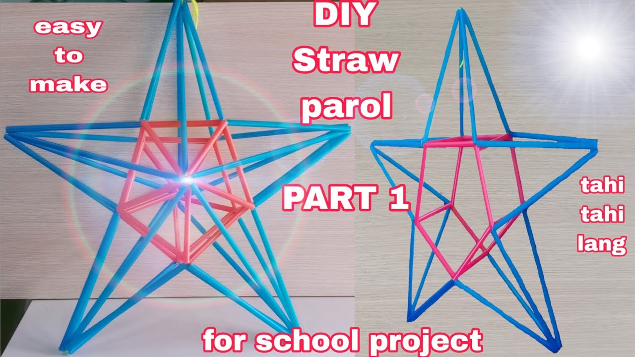 Parol9 part1 Parol na gawa sa straw. how to make  drinking straw parol/lantern simple and easy