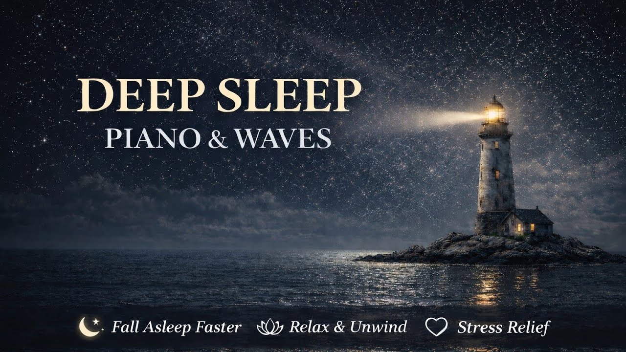 1 Hour Relaxing Piano & Ocean Waves for Deep Sleep