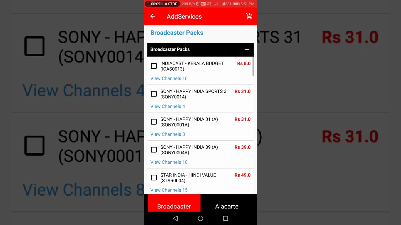 Den Cable Broadcaster Packs with prices Part -1 (As per September 2019)