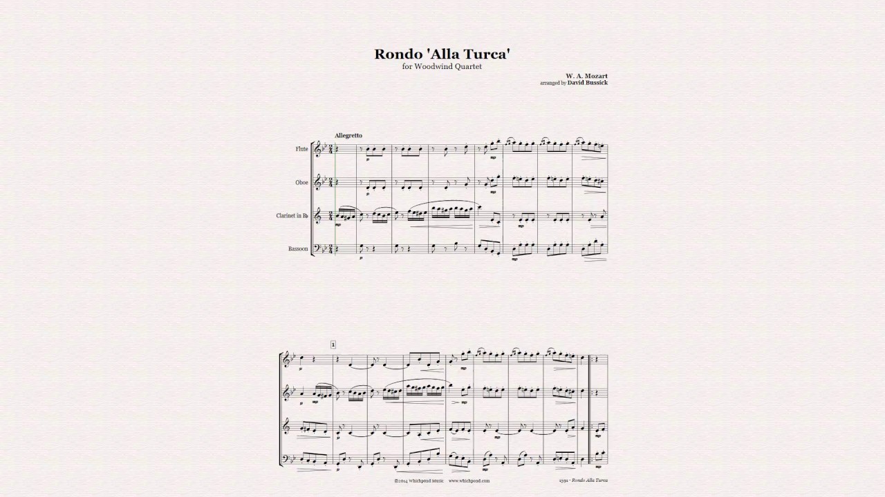 Rondo Alla Turca for Wind Quartet